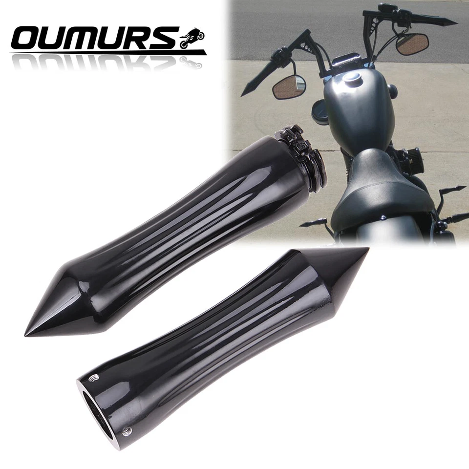 2x 1" Motorcycle Handlebar Hand Grips For Harley Softail Sportster Chopper Black - Image 3 of 4