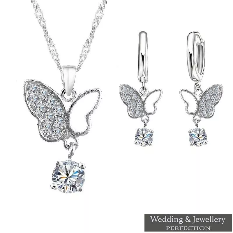 Silver butterfly hotsell jewellery sets