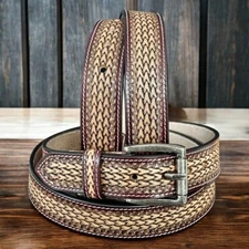 Men's Belt Full Grain Leather With Removable Buckle Secured With Chicago Screws