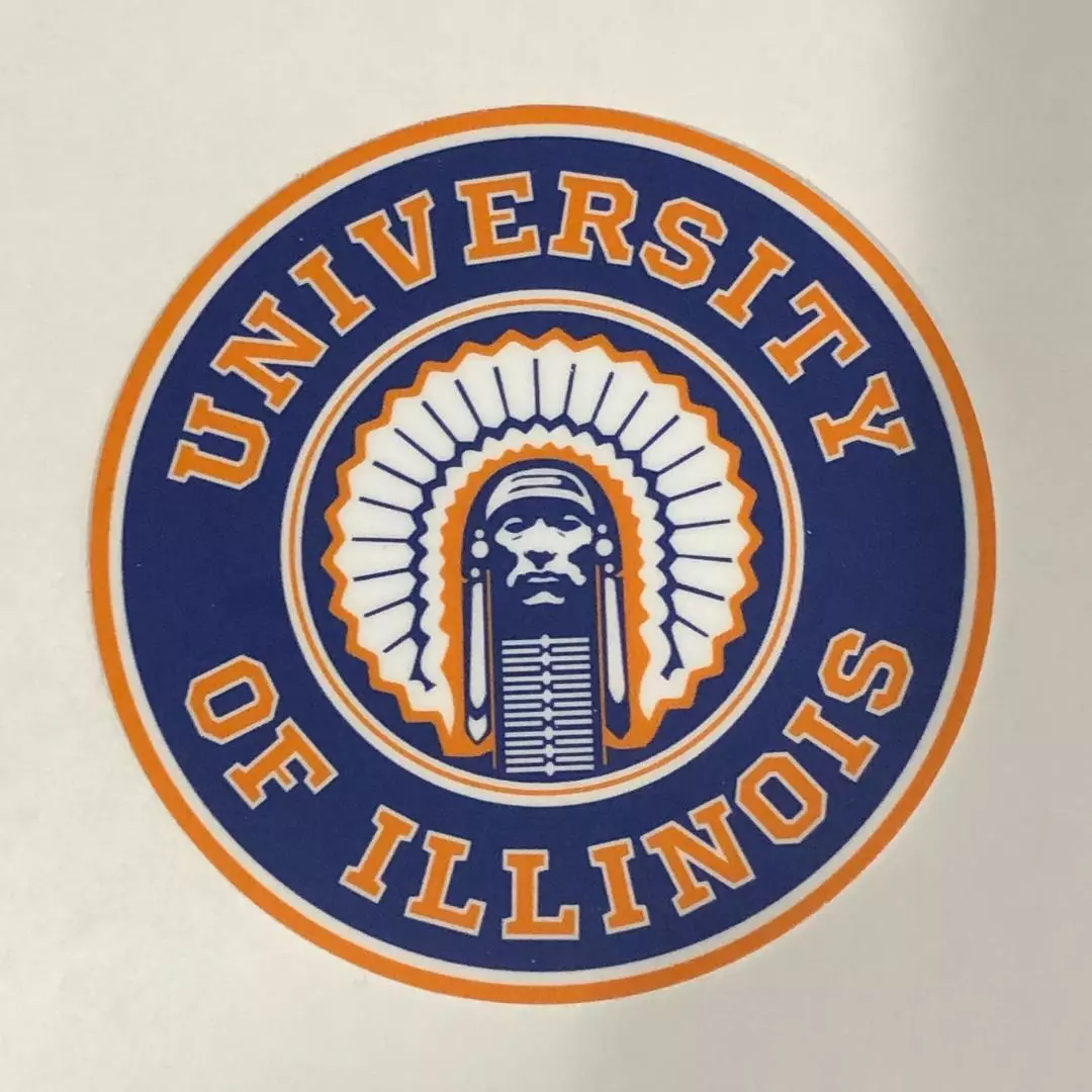 Illinois Fighting Illini 4-Inch Round Football Vinyl Decal 