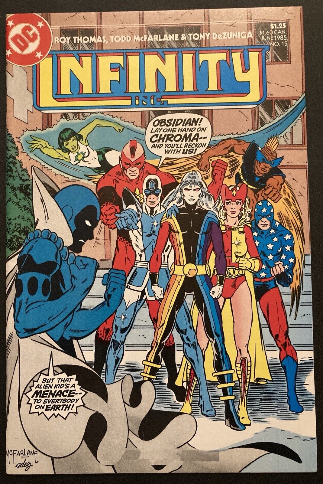 Infinity Inc. #15 VF+ Early Todd McFarlane Art & Cover 1985 DC Comics