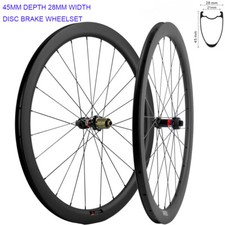 Road Bike Disc Brake Wheelset 700C Clincher 45mm Depth Axle Thru Center Lock