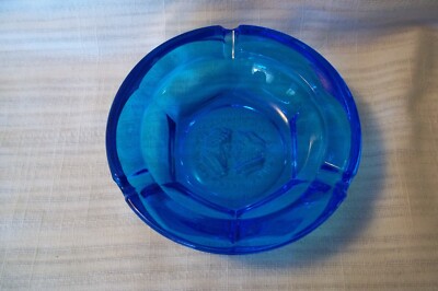 VINTAGE BLUE  GLASS THE WEDDING DAY/THREE WEEKS AFTER ASHTRAY