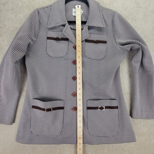 Vintage Sir Julian Brown And White Houndstooth Blazer Jacket Size 14 - Picture 12 of 21