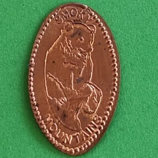 SMOKY MOUNTAINS Bear Facing Right Elongated Copper Penny
