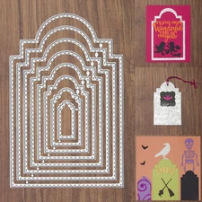 Stitched Tombstones Nesting Cutting Embossing Dies – Halloween Labels Headstones