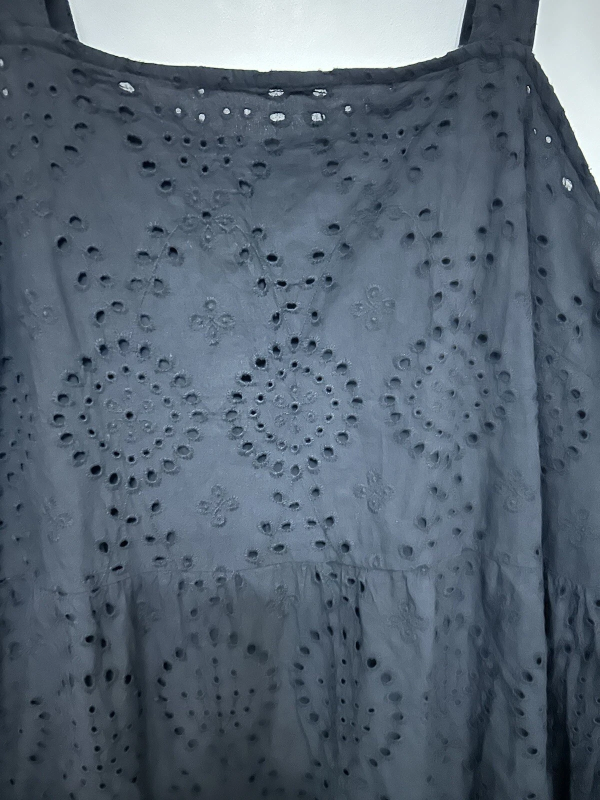 VALENTINO Abito Valentina Naldi 100%Cotone Ricamato Occhielli Nero Taglia XXXL Mad in Italy