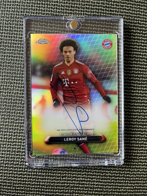 Leroy Sane 2021/22 Topps Chrome Bayern München Green Auto 46/49 #FCB-LS