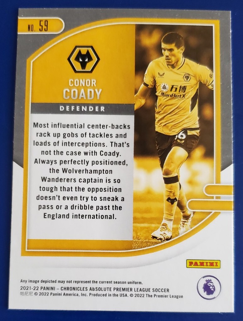 2021-22 Panini Chronicles Absolute Soccer Conor Coady Purple Astro