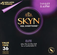 SKYN Elite Non-Latex Lubricated Condoms, 36 Count