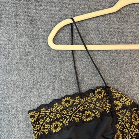 Vintage Teddy Bodysuit 3XL Black Gold Lace Plus Size