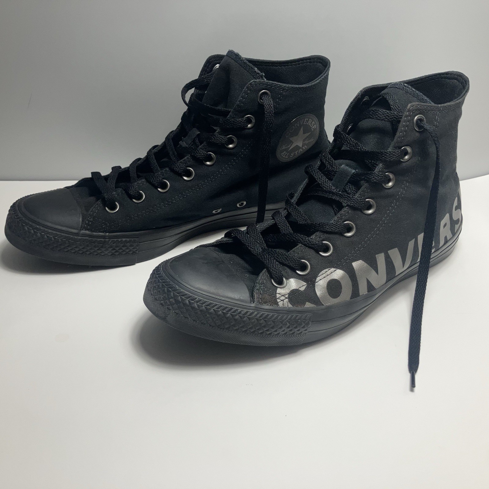 Black Converse Chuck Taylor Size 11M 13W All Star gunmetal Wordmark 2.0 Sneakers