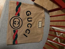 Gucci T-Shirt Baumwolle Jersey Gr. M  - Firenze 1921 Hellbraun NP Über 500€