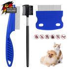 Haustier Floh- und Läusekamm Edelstahl Set für Hund Katze Fellpflege