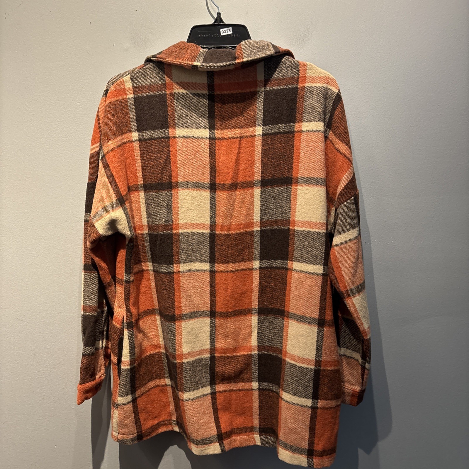 Women’s Button Down Shacket Jacket  Flann Orange … - image 2