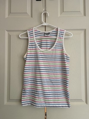 Vintage Multicolor Stripe Wide Strap Tank Top Simply Basic Women s Size Medium
