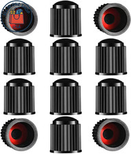 Upgraded Tire Valve Stem Caps with Sealing Ring - 12 Black Caps