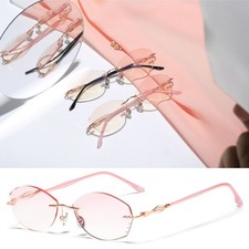 Mens Womens Tinted Rimless Reading Glasses Blue Light Blocking Readers 1.0 4.0