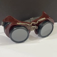 Vintage NORTON SAFETY Welding GOGGLES STEAMPUNK Dark GLASS LENS SIDE PANELS USA