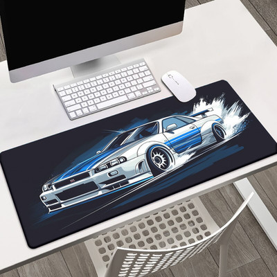 40*90cm1pc Stylish Car Speed Effect Desk Mat - HD Printed Rubber Mouse Pad for O
