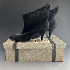 Vintage 1960s Golo Empress Women s Black Suede Kid Leather Boots Size 7 W/ Box