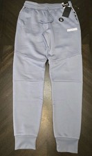 New Mens Small S HURLEY Fleece Box Logo Slim Fit Jogger Stretch Knit Pants Blue
