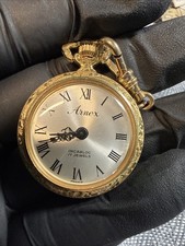 Vintage Arnex 17 Jewels Swiss Made Incabloc Mechanical Gold Tone Pocket Watch