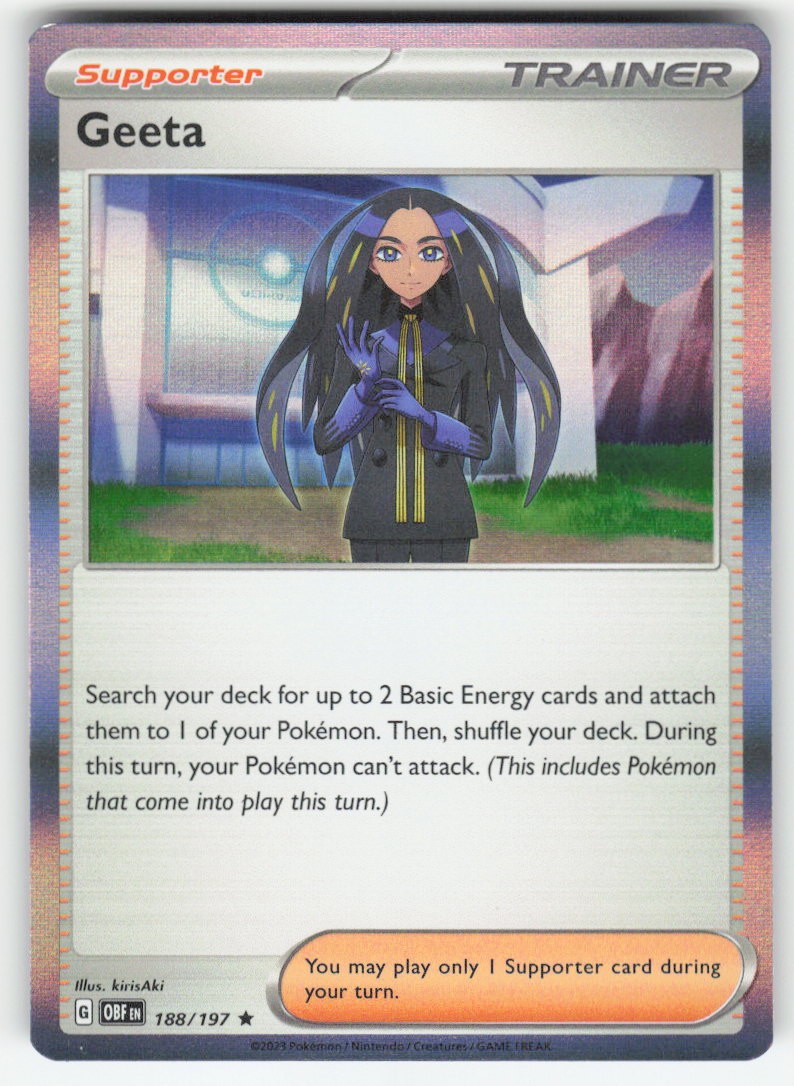 GEETA 188/197 R OBSIDIAN FLAMES POKEMON HOLO NEAR MINT