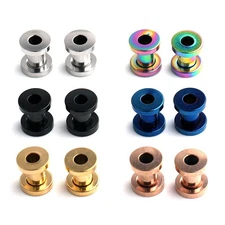 6 Pairs Surgical Steel Screw Tunnel Gauge Ear Expander Stretching Kit Plugs P...