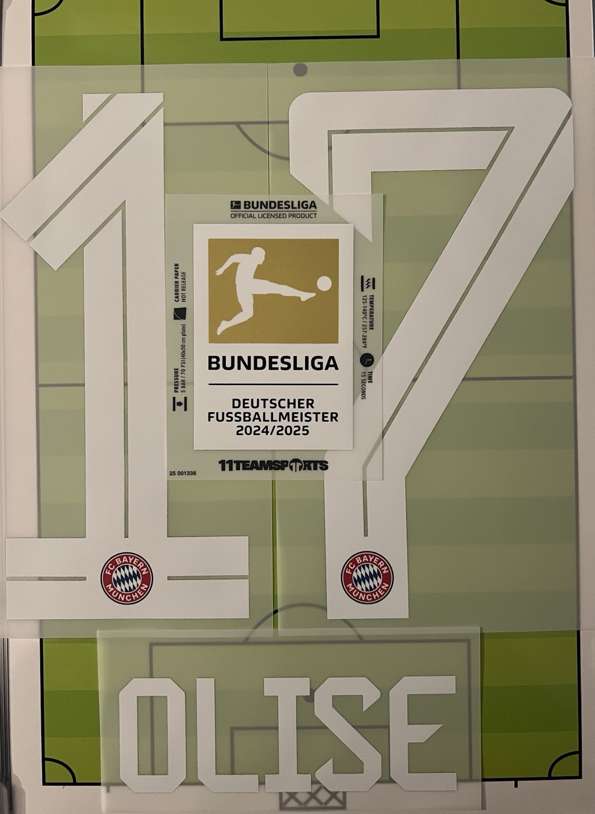 Flocage officiel OLISE #17 Domicile 25 26 pour personnaliser le maillot rouge du Bayern Munich
