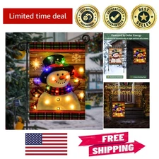 Double-Sided LED Snowman Garden Flag 12x18 - Festive Christmas Decoration