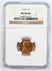 Certified 1934 Lincoln Cent NGC MS66 Red Wheat Penny 1c