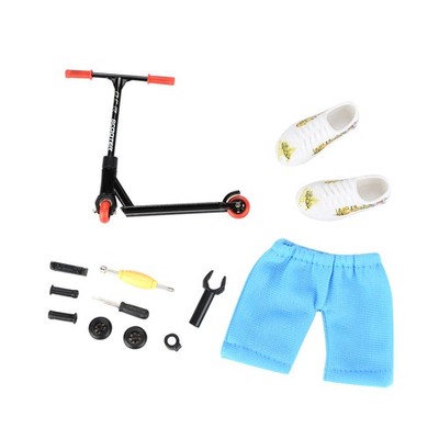 Kids Mini Black Finger Scooter Set with Pants and Shoes Interactive Finger Toy v