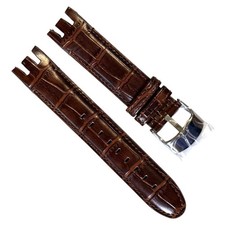 NWT Three Prong Leather Watch Strap Chocolate Brown Croc Embossed 21mm