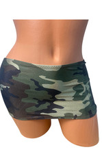 Micro mini skirt exotic dance wear bikini coverup pool beach Metallic Camo