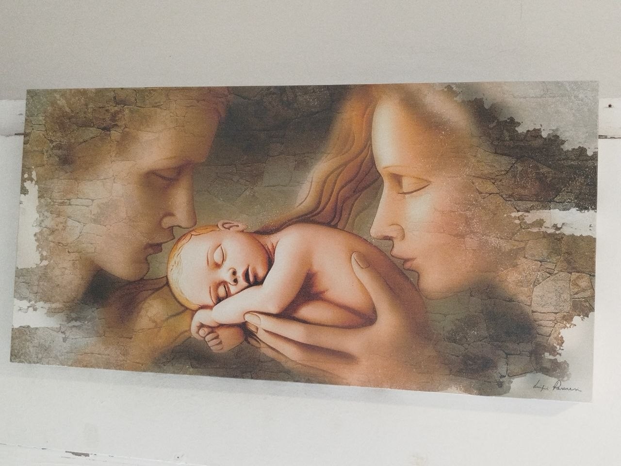Luigi Pesaresi Quadro Sacra Famiglia 70x35 cm