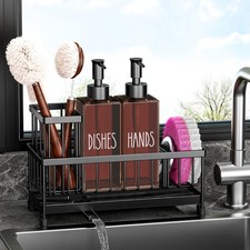 Dish Soap Dispenser, 12 fl oz Dual Kitchen Soap Dispensers with Sponge Holder...