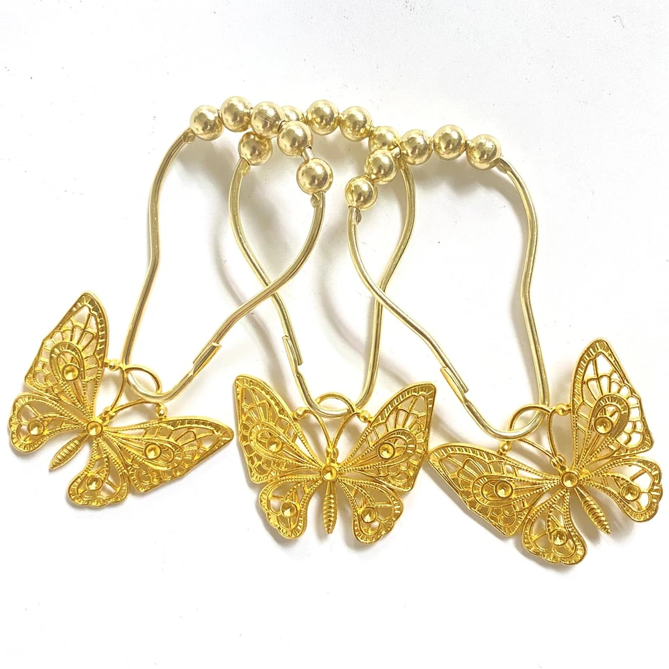 Juego de 12 Ganchos para Cortina de Ducha Mariposa, Accesorio para Decoración de Baño de Casa, St... Foto 4 de 4