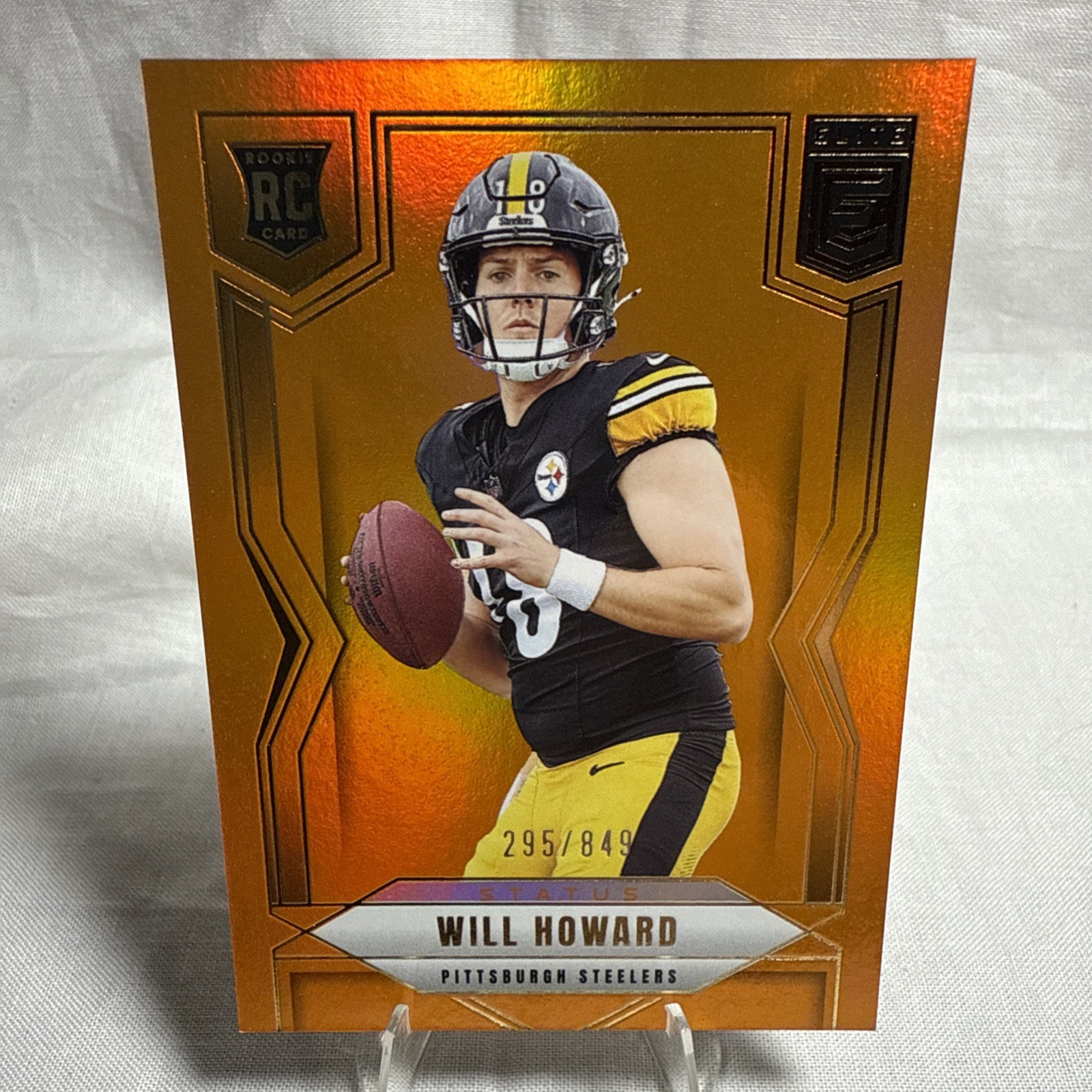 2025 Donruss Elite #150 Will Howard Status Metallic Orange RC /849 Steelers