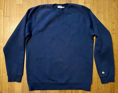 Carhartt WIP Chase Crew Crewneck Pullover Sweatshirt Dusky Blue Navy Size XXL