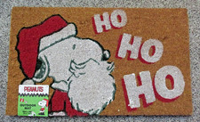 Peanuts Snoopy Christmas Outdoor Coir Door Mat 'Ho Ho Ho' Beige 30" x 18" New