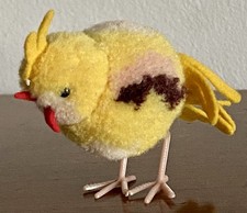 Rare VTG Steiff WOOLEN WOOL Pom Pom  Felt Yellow Detailed Bird No ID Cute