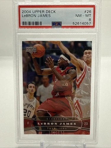 LeBron James 2004 Upper Deck #26 PSA 8 Ginobili & Yao Shadow Card 2nd Year LBJ