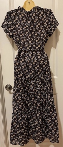 RUNGOLEE Scarlet Floral Belted Silk Midi Dress Sz S- ONE OF A KIND- RARE- - Picture 7 of 11