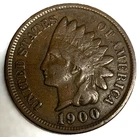 1900 Indian Head Cent Penny Fine Condition 1c One Cent US Coin Free Ship - 3555
