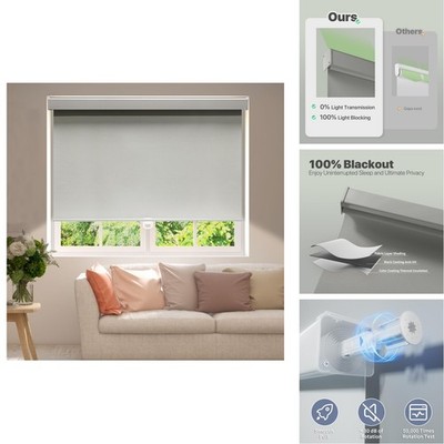 ShadeMart Cordless Blackout Roller Shades Grey 58'' W X 72'' H for Windows