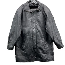 Serge Platini Genuine Leather Jacket Men's Large Fur Lined Moto 90's Biker Corp