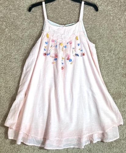 Poppet & Fox Summer Sun Dress Pink Floral flowy Small 100% Cotton Boho