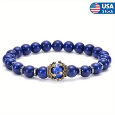 Natural Lapis Lazuli Stone Beaded Bracelet Handmade Healing Stretch Bracelets