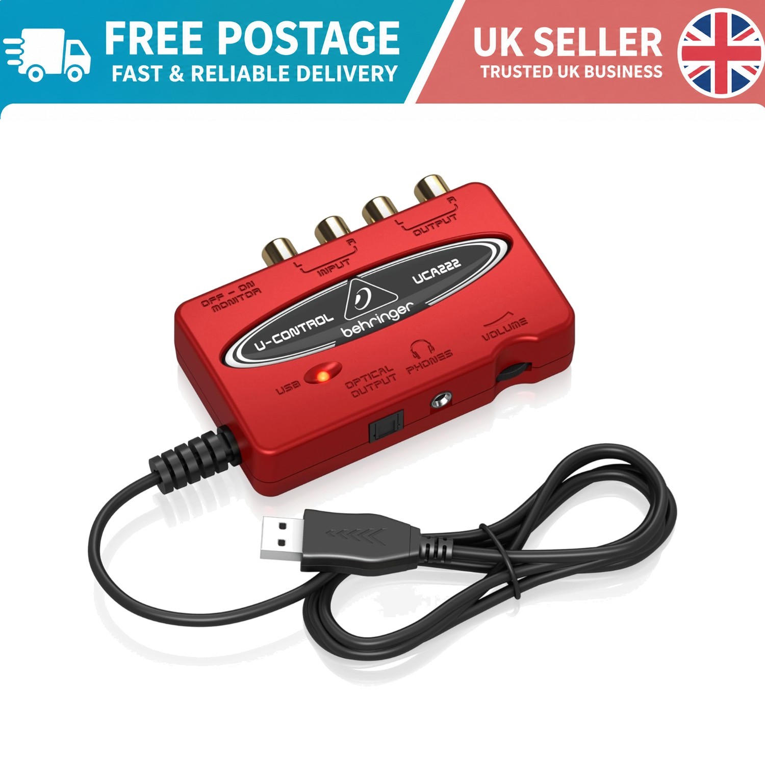 U-CONTROL 2x2 USB Audio Interface with RCA for High-Quality Digital Recording